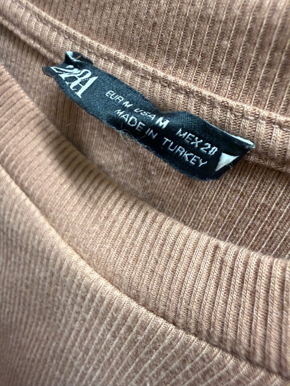 Zara Ribbed Short-Sleeve Tee in Rusty Rose - Picture 2 of 2